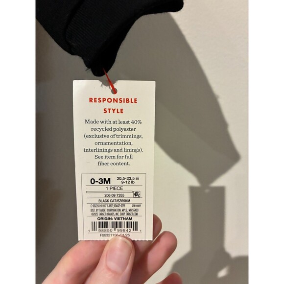 NWT Cat & Jack Black Cat Hooded One-Piece Coverall - 0-3M - Picture 3 of 3